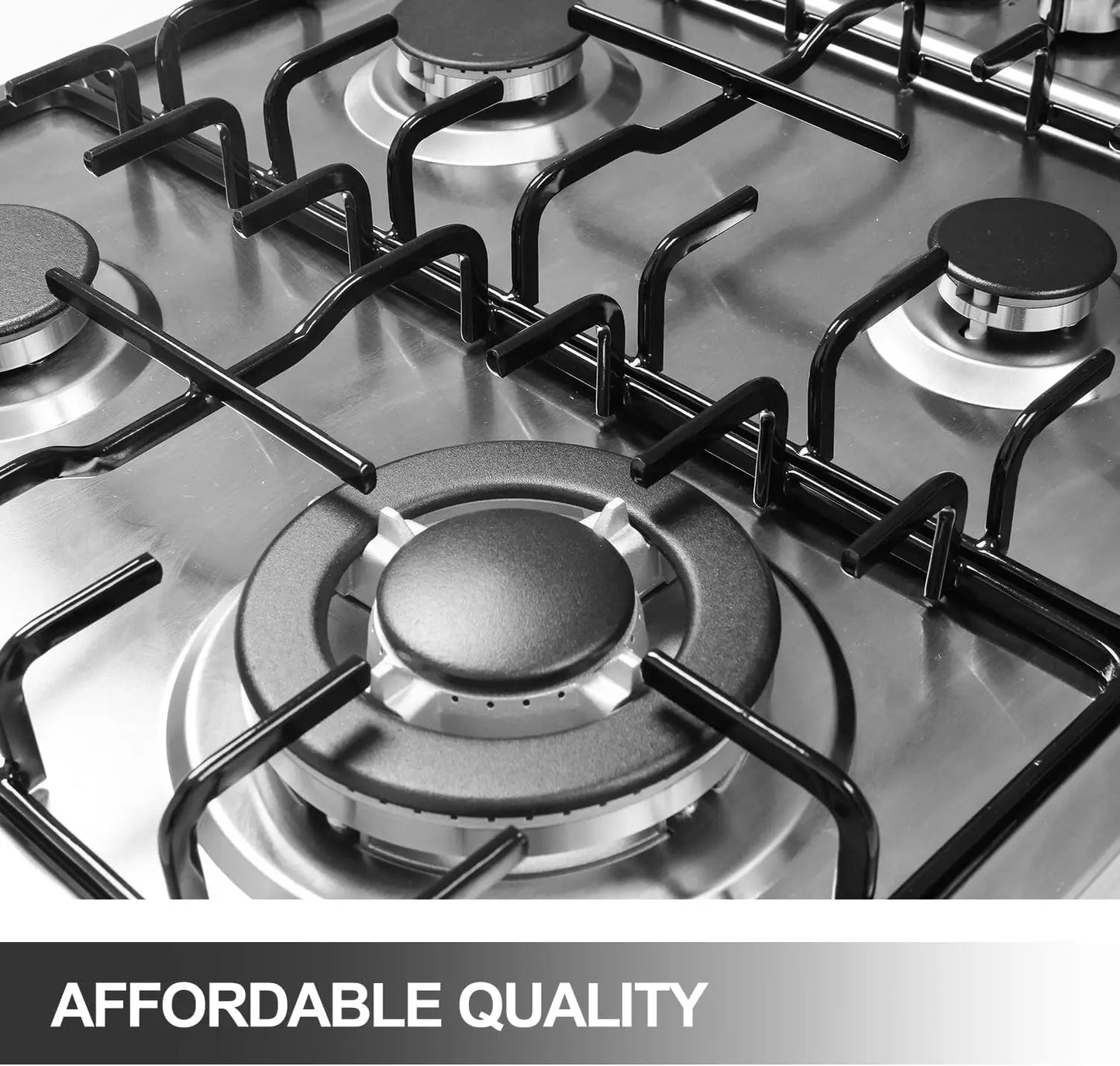 24'x20' 4-Burner Gas Cooktop Stainless Steel with NG/LPG Kit and Thermocouple Protection
