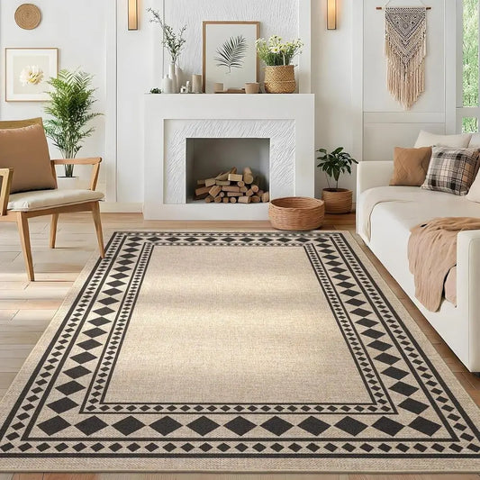Natural 8x10 Jute Rug, Washable and Non-Slip for Indoor/Outdoor Use, Solid Farmhouse Style for Living Room and Patio