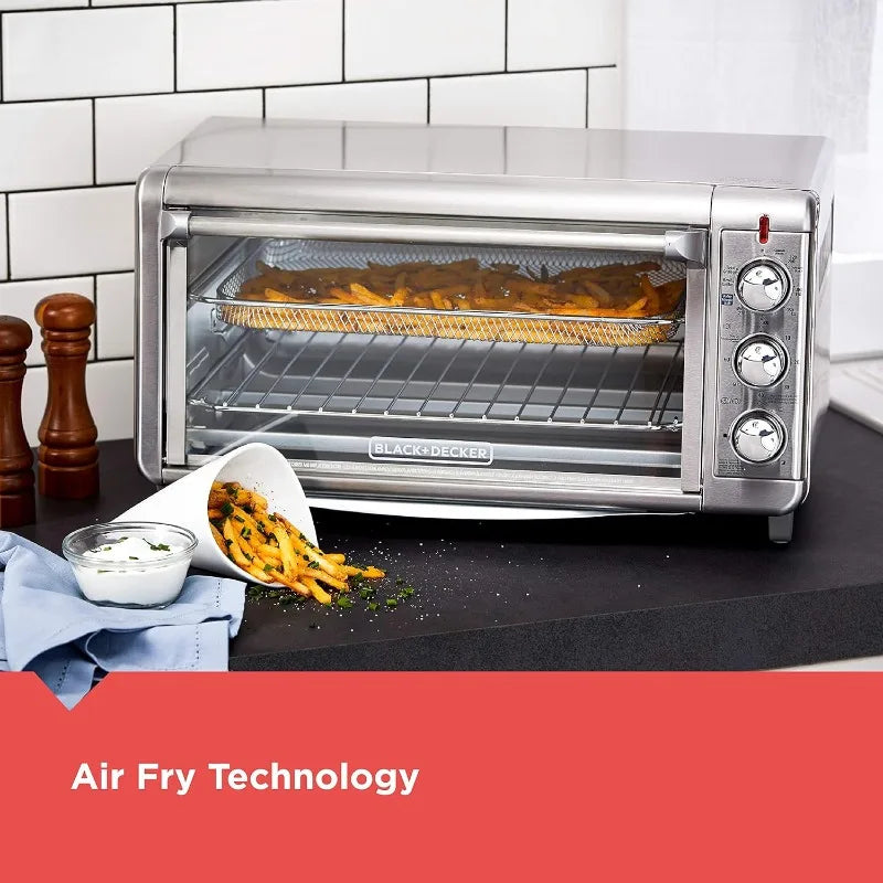 BLACK+DECKER Crisp 'N Bake Air Fry Countertop Convection Toaster Oven, 8-Slice, Fits 9” x 13” pan,12” Pizza, Timer, Keep Warm