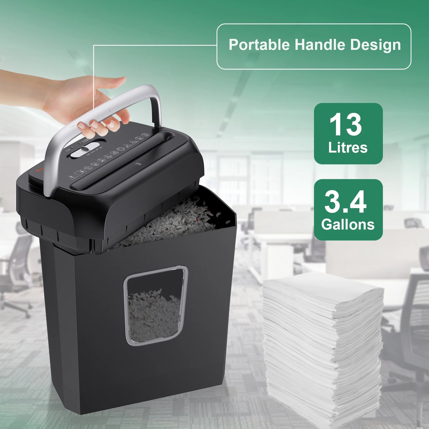 Bonsaii 6-Sheet Cross Cut Paper Shredder Home Office Use with Handle for Document,Mail,Staple,Clip with Overheat protection