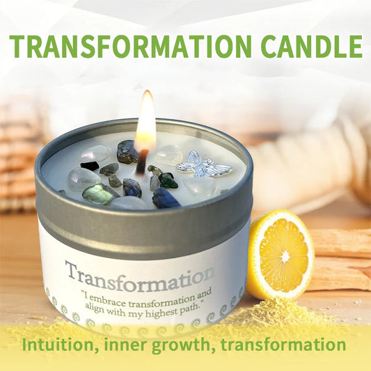 Scented Candle,Lemon & Mint Scent with Crystals, for Gifting Female Friends - Suitable for Christmas,Halloween & Home Meditation