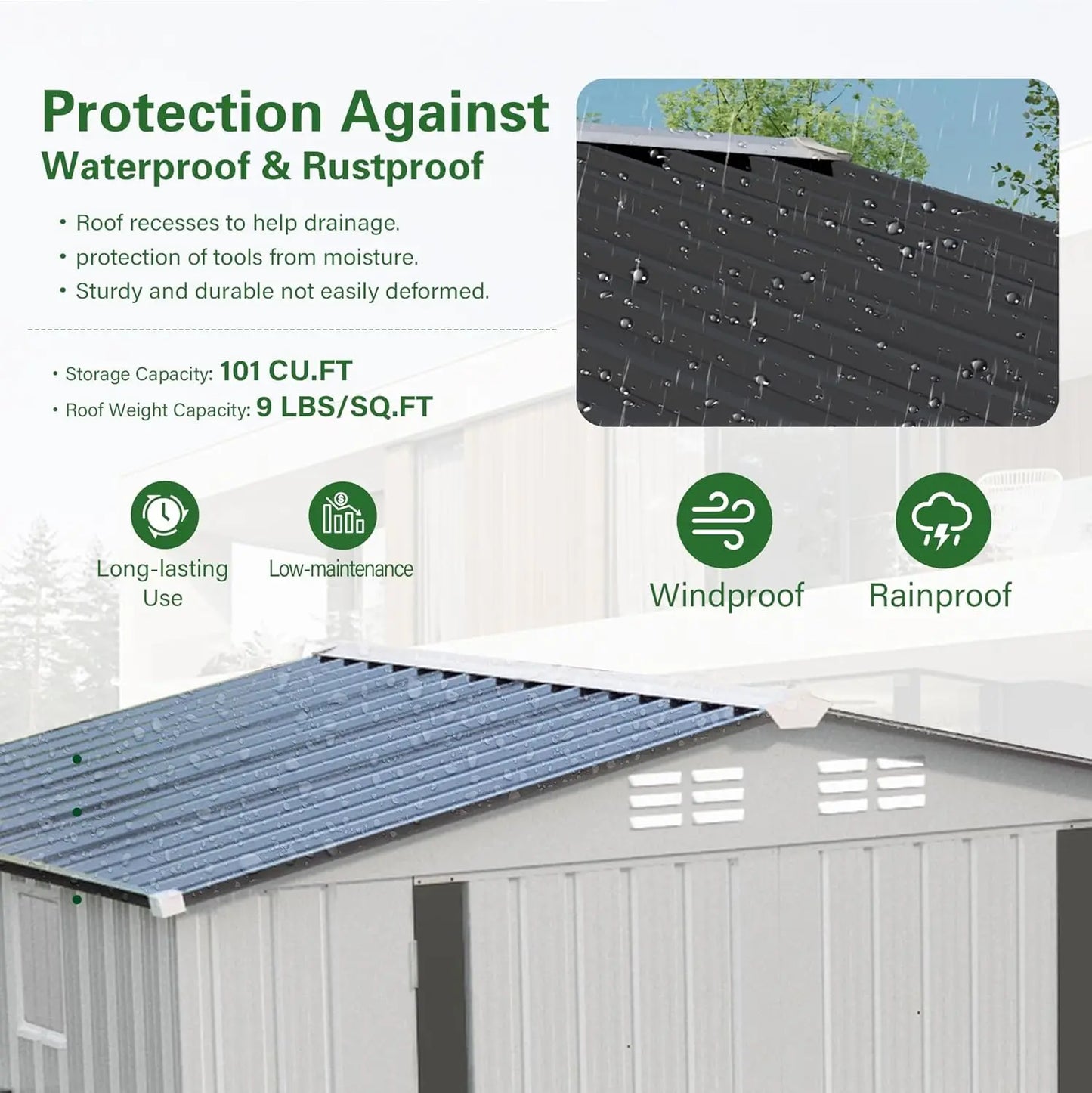 6x4FT Outdoor Metal Storage Shed Sloping Roof Lockable Aluminum Frame Garden Patio Lawn Tool Bike Easy Assembly, Customized