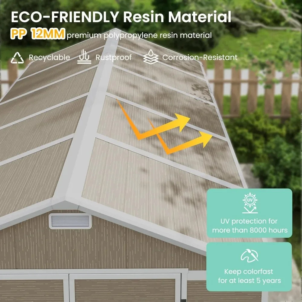 Outdoor Storages Shed,Plastic Garden Sheds for Bike,Tool,Outside Sheds & Outdoor Resin Shed with Lockable Door for Backyard