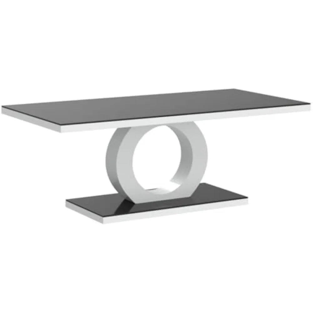 Giovani Modern Halo Black/White High Gloss and Glass Coffee Table