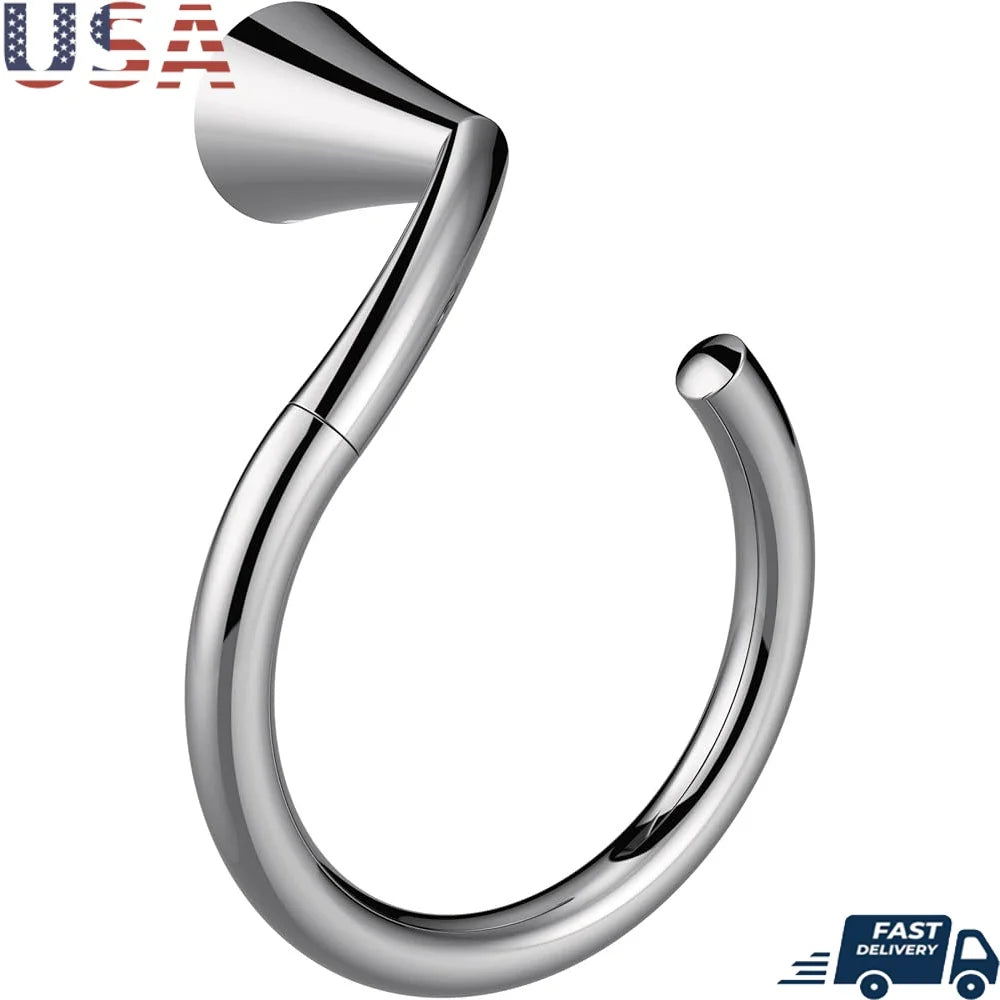 Chrome Towel Ring Round Design Pro-Fit Installation Template Level Hassle-Free Mounting Zinc Material Home Bathroom Accessory