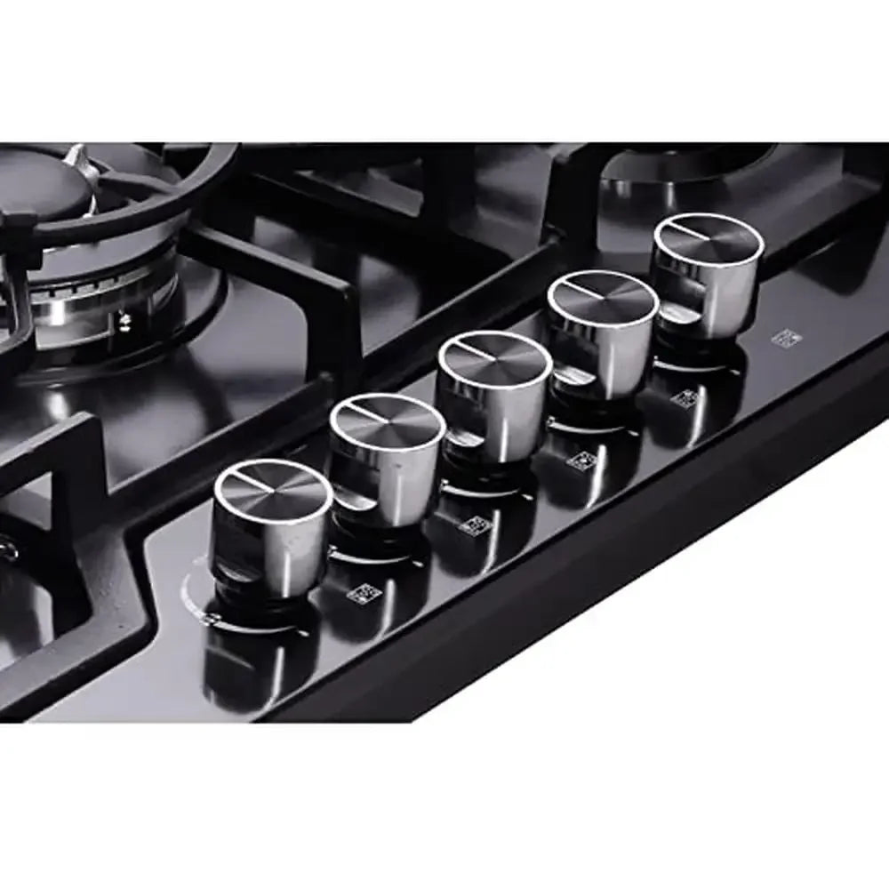 30" Stainless Steel 5 Burner Gas Cooktop LPG/NG Convertible Thermocouple Safety System Durable Cast Iron Burner Gas Stove Top