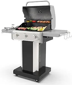 Three Burner Propane BBQ Grill With Cast Iron Grates