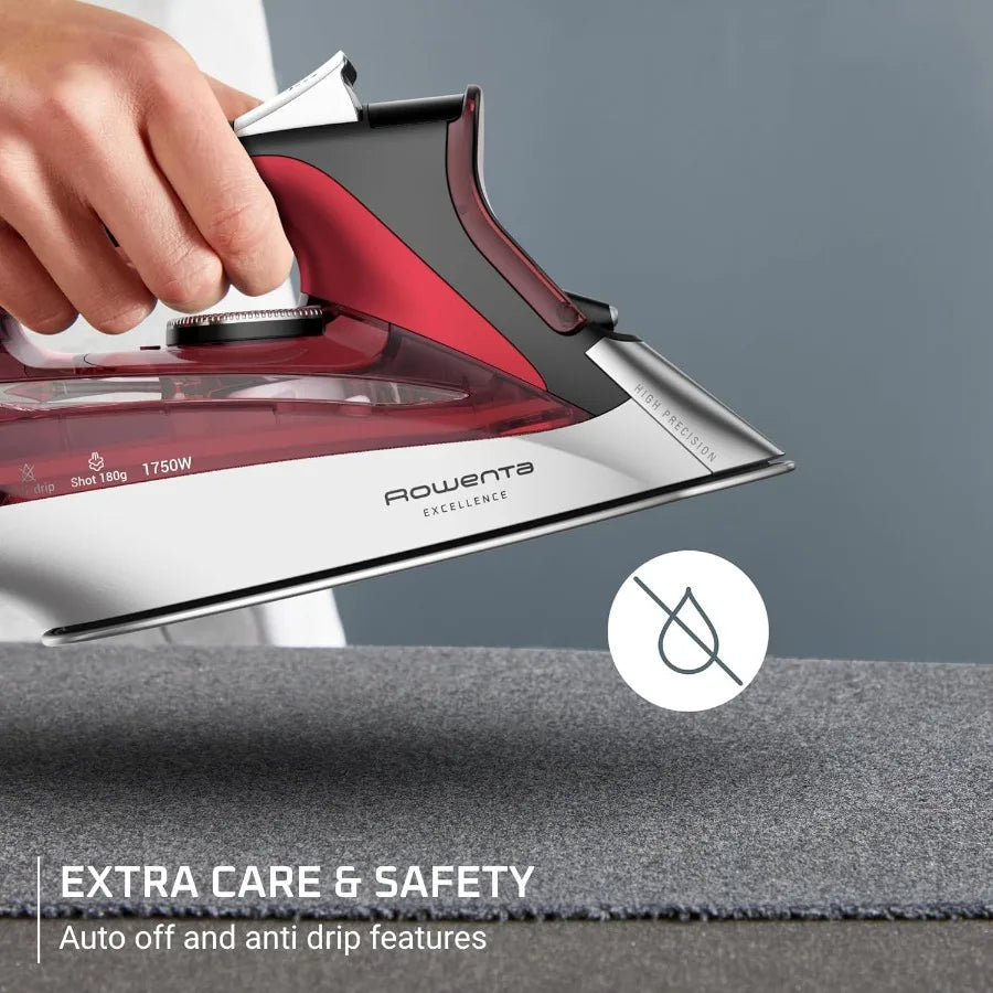 Iron Focus Excellence Stainless Steel Soleplate Steam Iron for Clothes Retractable Cord 400+ Microsteam Holes Powerful steam LE