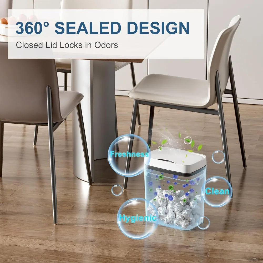 Gal Bathroom Trash Can with Lid, Automatic Trash Can Small Smart Garbage Can Touchless, Slim Motion Sensor