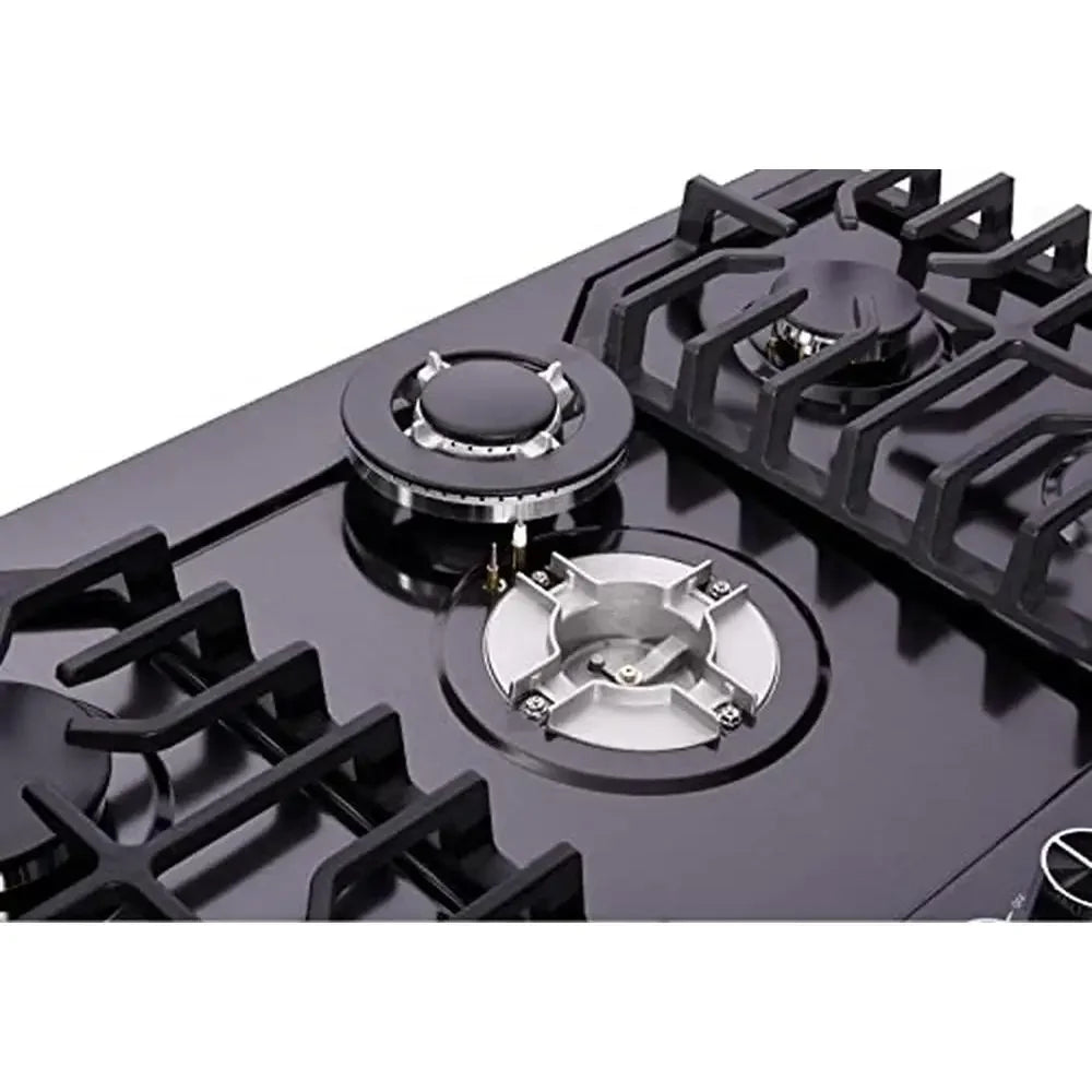 30" Stainless Steel 5 Burner Gas Cooktop LPG/NG Convertible Thermocouple Safety System Durable Cast Iron Burner Gas Stove Top