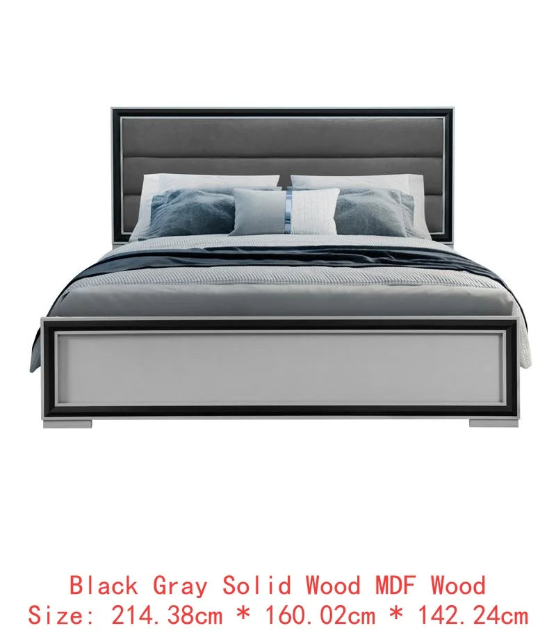 5PC King Bedroom Set – Grey & Black Design
