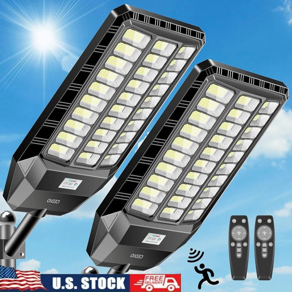 6000W Solar Street Lights Outdoor Waterproof LED Parking Lot Lights 420000 Lumens Dusk to Dawn Motion Sensor Lighting Solar