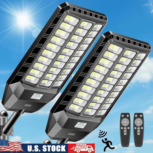 6000W Solar Street Lights Outdoor Waterproof LED Parking Lot Lights 420000 Lumens Dusk to Dawn Motion Sensor Lighting Solar
