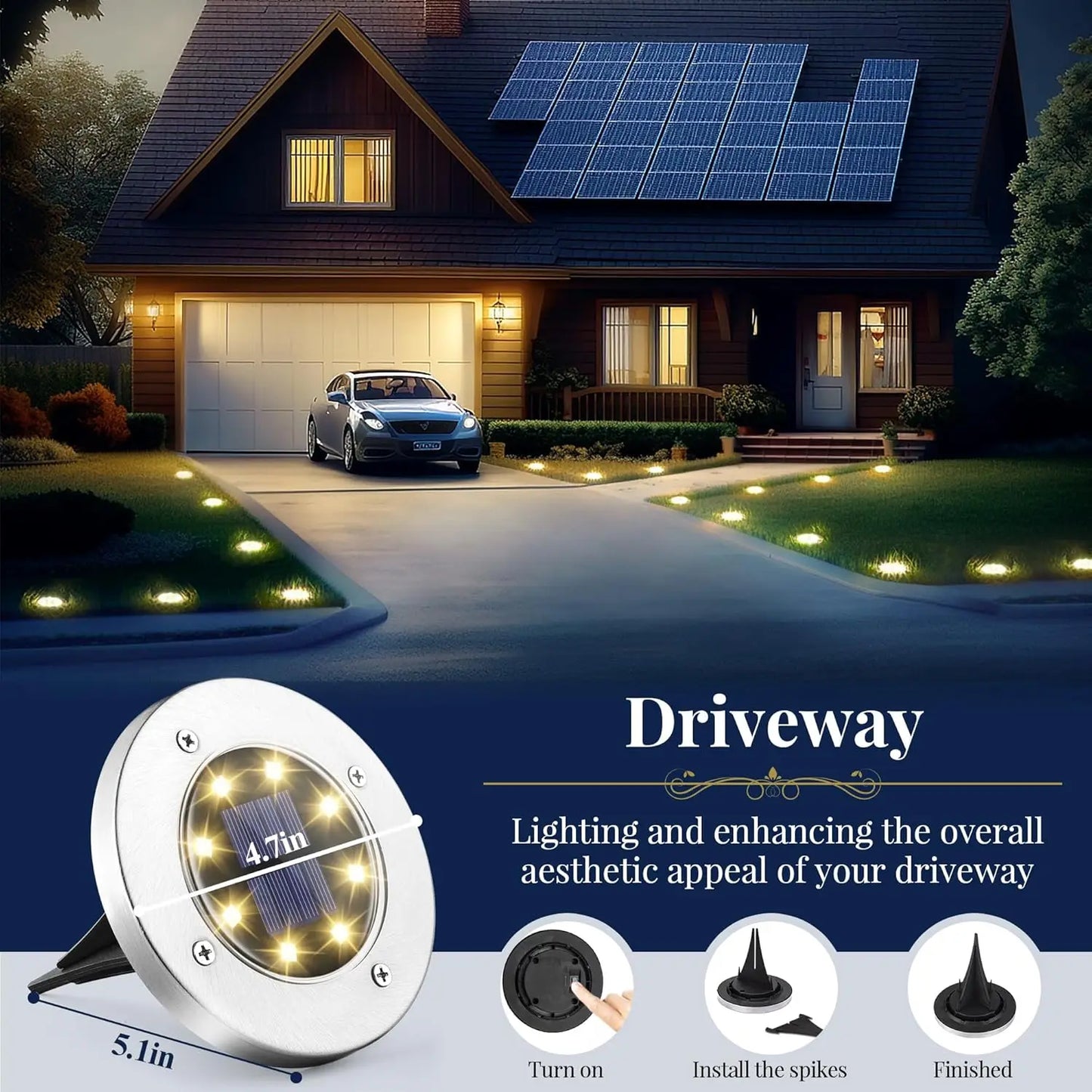 4/8pcs Solar Lights Outdoor, 8 LED Solar Landscape Lighting for Garden, Yard, Pathway (Cool/Warm White)