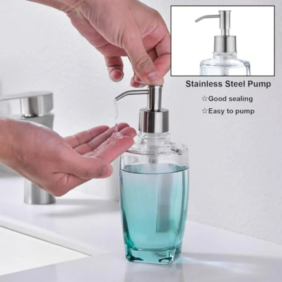 Teal Glass Bathroom Accessories Set 5 Pieces Green Bathroom Set with Soap Dispenser Toothbrush Holder 2 Tumbler Cups Soap Dish