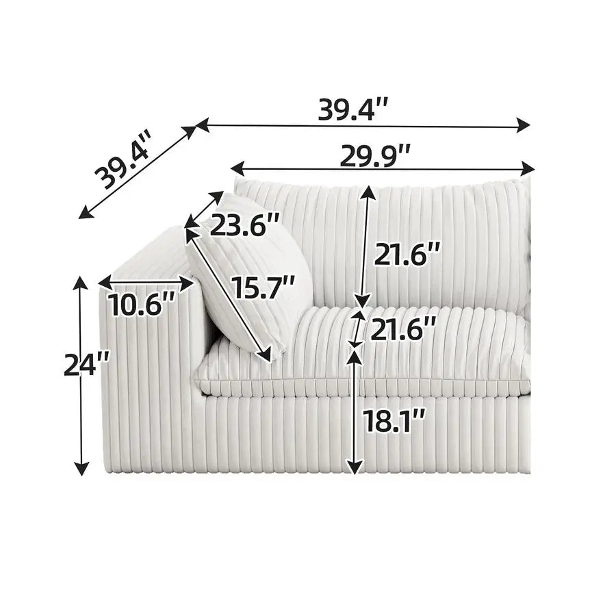 157 Cloud Modular sectional Sofa, Comfy Large sectional couches for Living Room, 8 Seater U Shaped Couch with Ottoman, Down Sofa