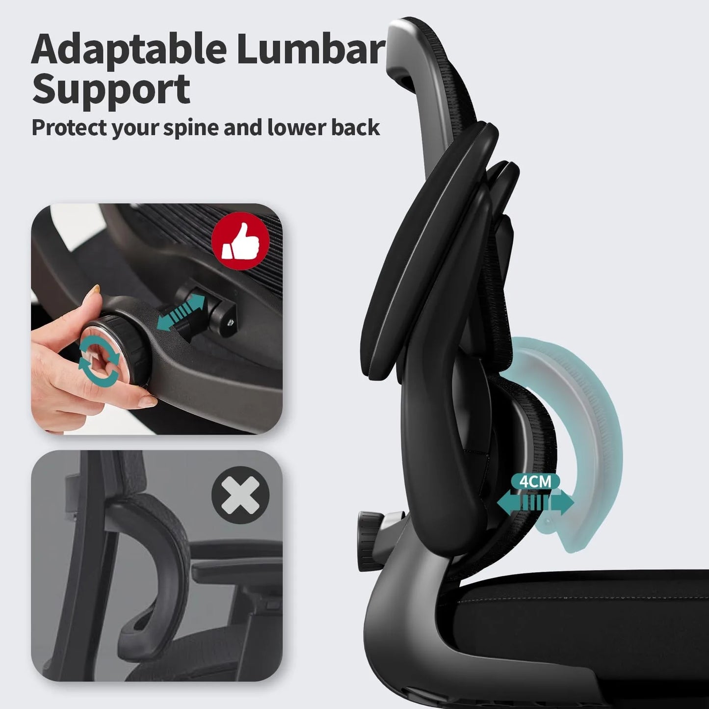 TRALT Office Chair Ergonomic Desk Chair with Adjustable Lumbar Support Mesh Back
