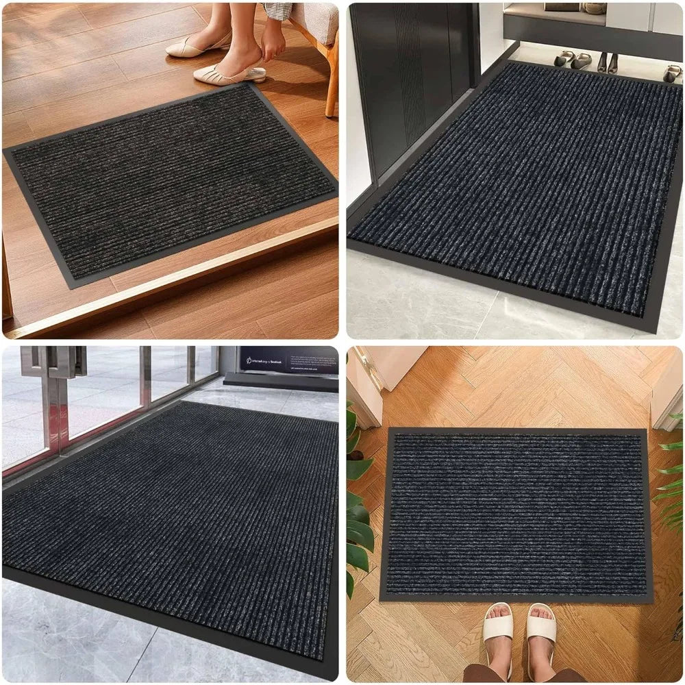 Indoor Outdoor Door Mat, 4’ x 2' Doormat for Entryway, Rubber Backing Non Slip Front Door Mat Outside Entrance, Super Absorbent