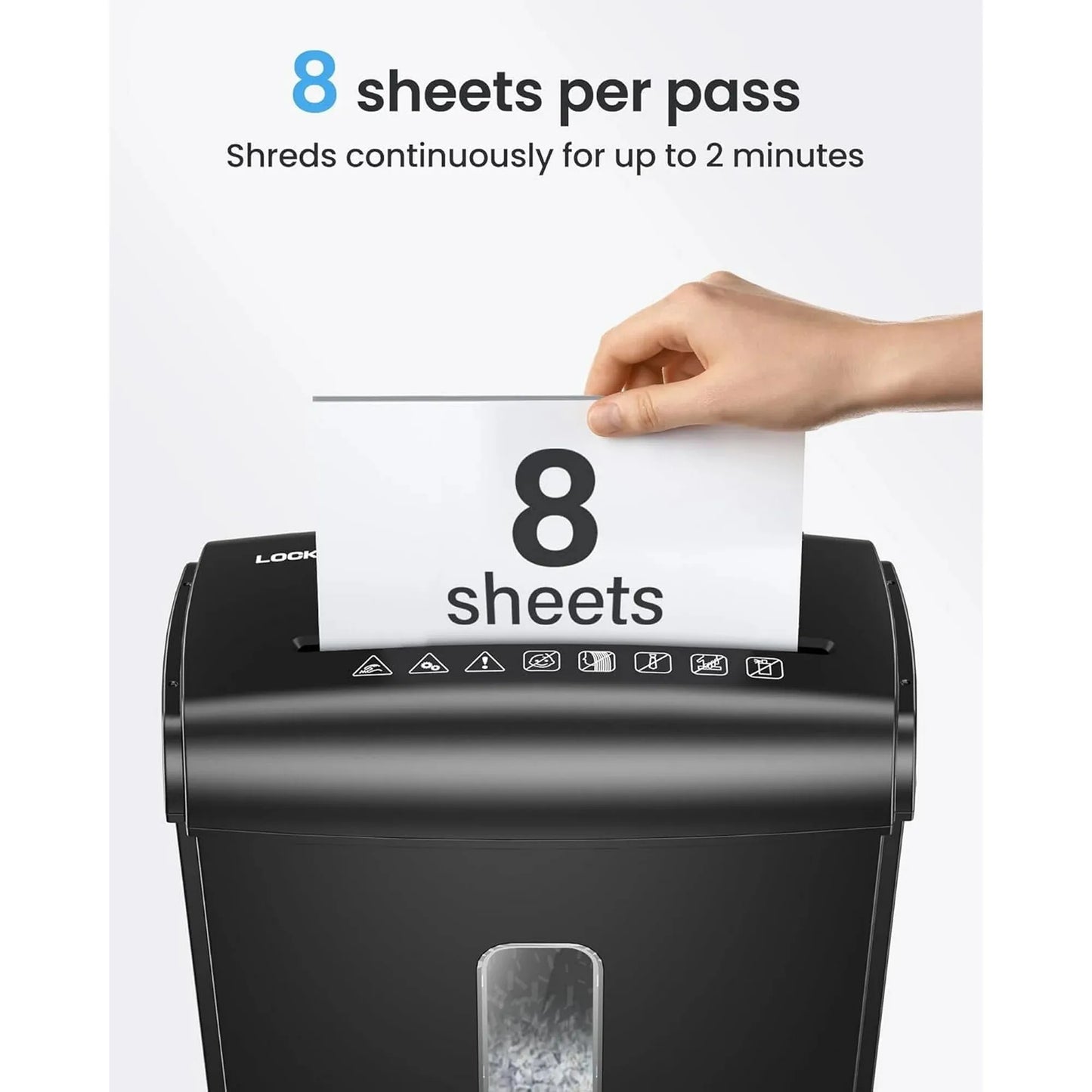 Deli 8-Sheet Micro Cut Paper Shredder P-4 High Security for Home Office Use with Handle, Shreds Credit Card/Staple 4 Gallons