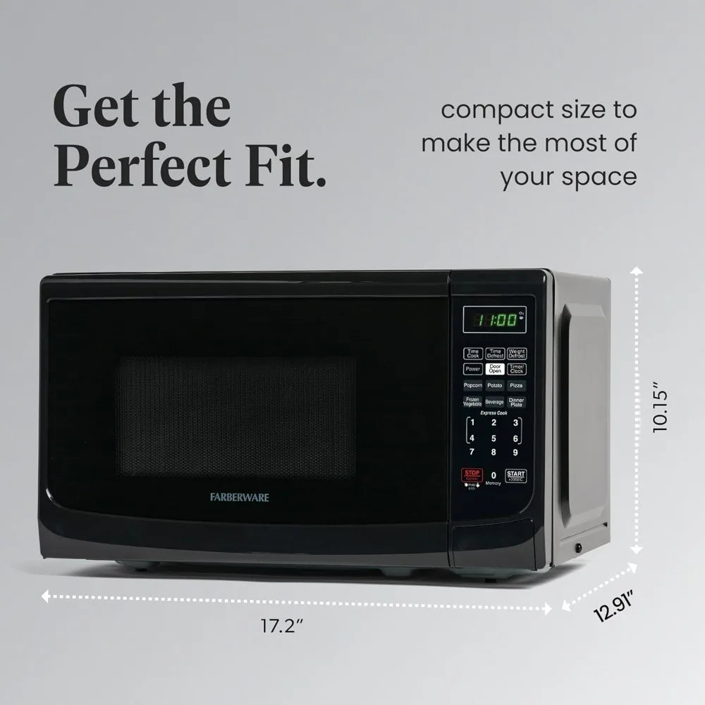 Farberware 0.7 Cu. Ft. Countertop Microwave Oven – 700 Watts Power, Auto Cook Settings Defrost, Easy Clean and Child Safety Lock