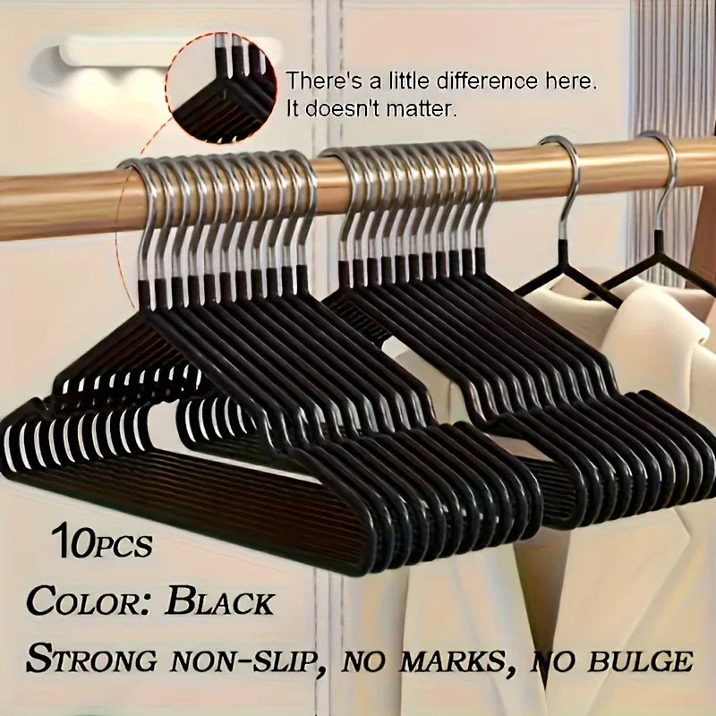 10pcs Heavy Duty Non-Slip Clothes Hangers, Space Saving Closet Organizers for Wardrobe, Laundry & Bedroom Storage