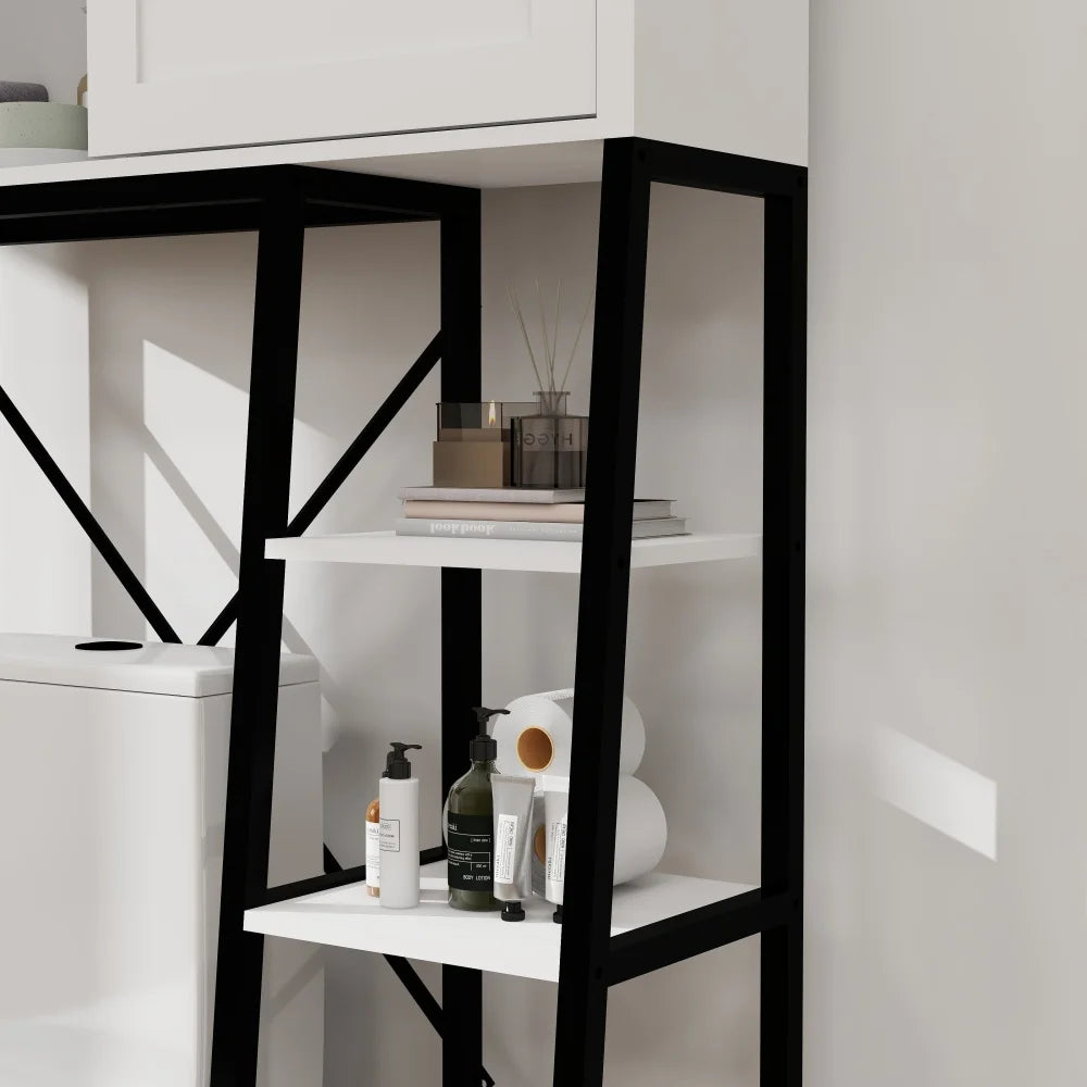 Hign Concerned Bathroom Storage Rack With Sliding Barn Door