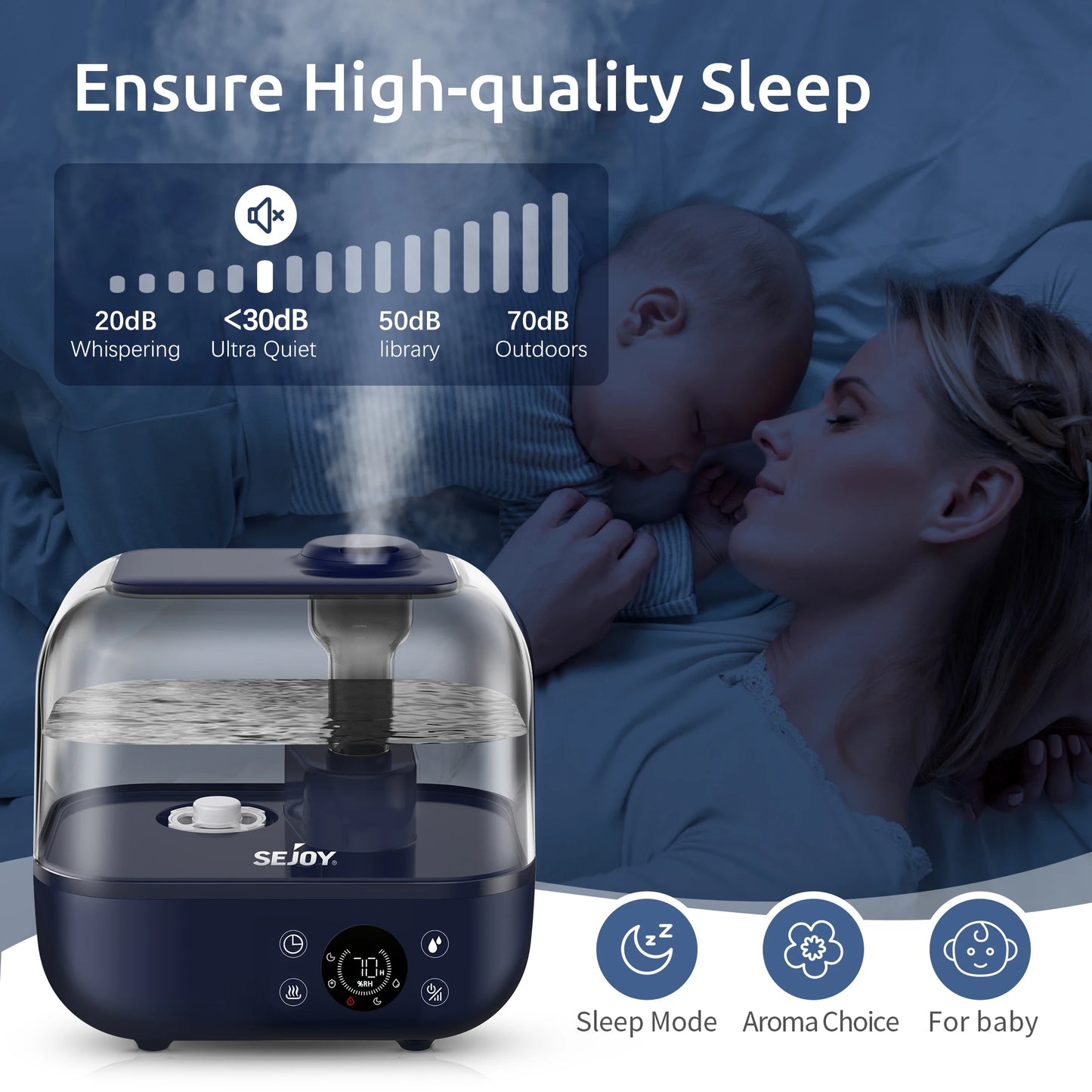 Humidifier for Bedroom Large Room Home 5L Upper Water Household Spray Humidification Machine with Diffuser Aromatherapy 110V US