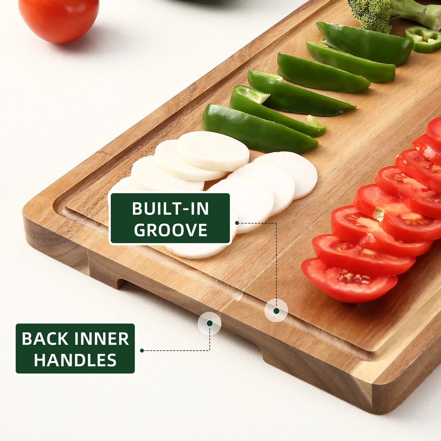 HiMISSH Acacia Cutting Board With Juice Groove Wooden Block