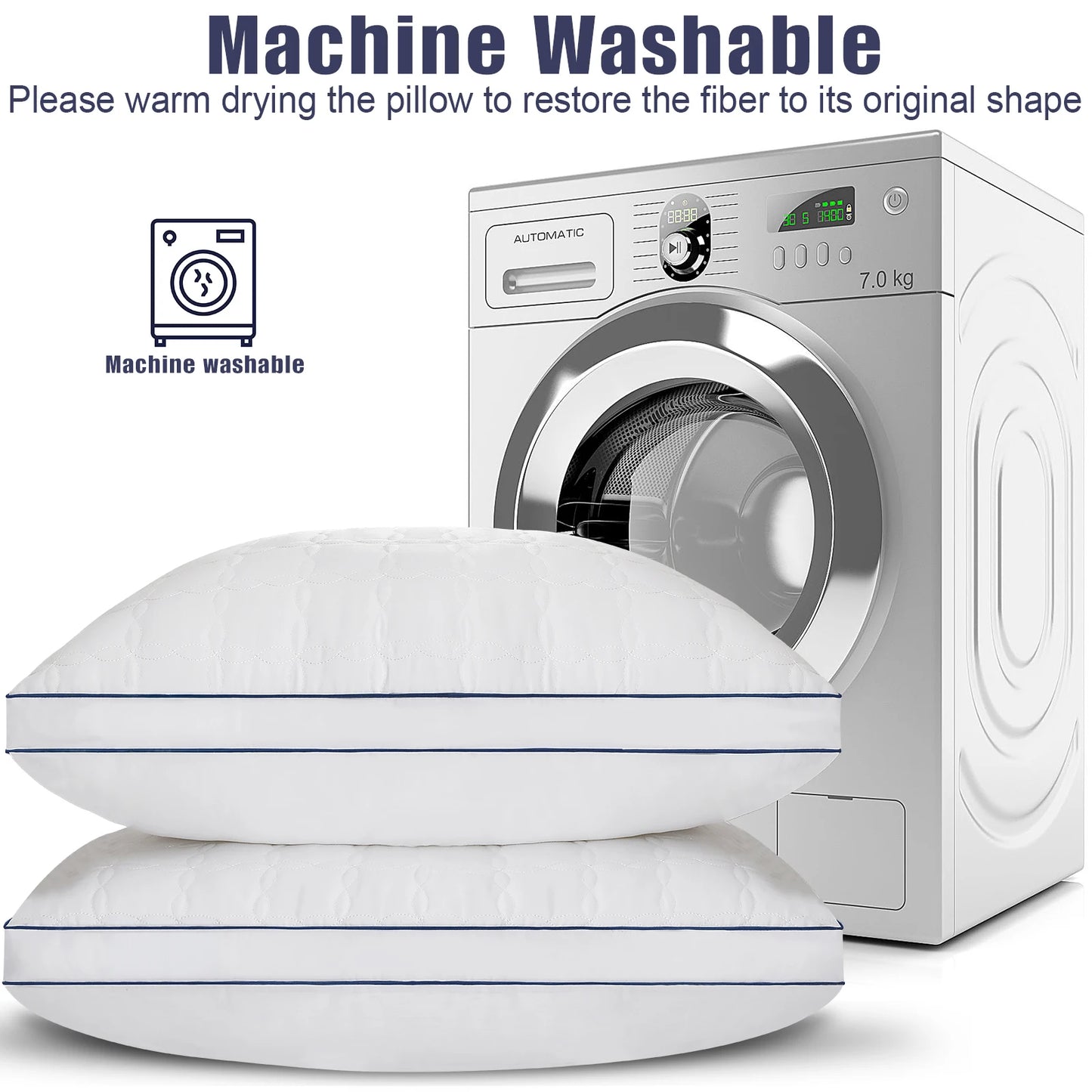 BedStory 2 Pack Bed Pillows - Standard/Queen Size, Soft Down Alternative Fill, Supportive for All Sleepers, White