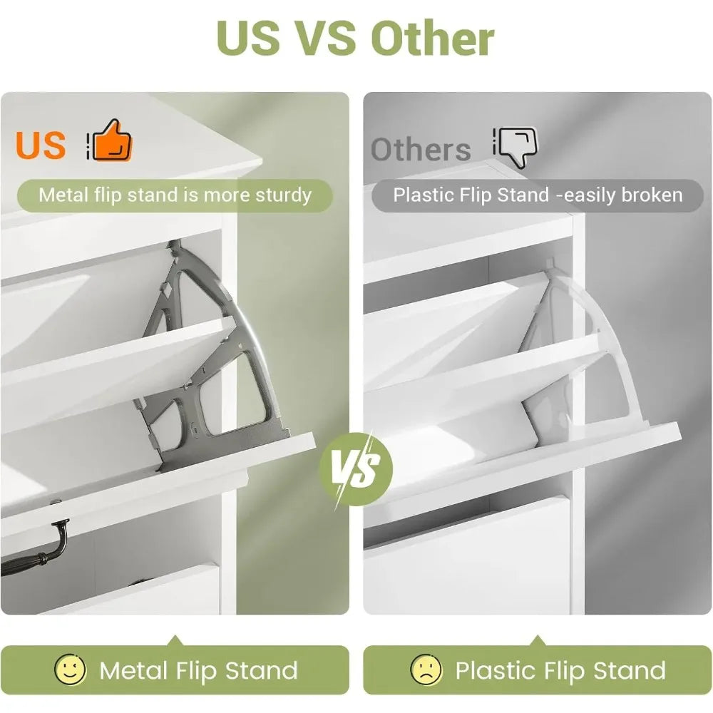 Brinlawb Shoe Cabinet With 3 Flip Drawers For Entryway