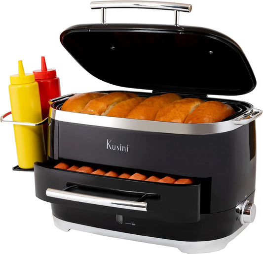 Hot Dog Steamer Machine With Bun Warmer, 24 Hot Dog & 12 Buns - Electric Food Steamer for Cooking Vegetables, Fish, &amp