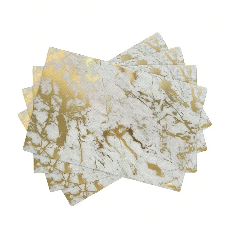 4PC Marble Table Placemats Washable Marble Style Table Mats Wipe-Clean And Easy To Clean Suitable For Home Kitchen Decor