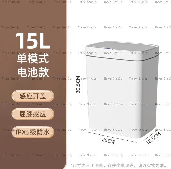 15L Non-Contact Smart Sensor Trash Can Automatic Bagging Electronic Bathroom Kitchen Waste Bin White Smart Home Freshness