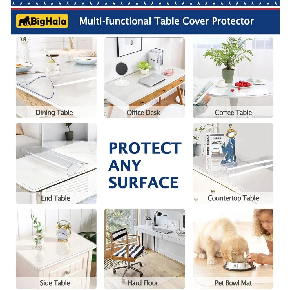 42 x 106 Inch Clear PVC Table Protector for Wood Furniture - Wipe Clean Dining Table Cover