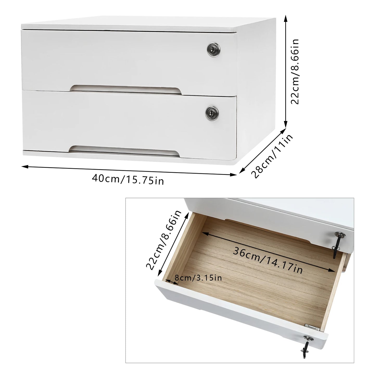 General Use Desk Organizer With Locking Drawers Office