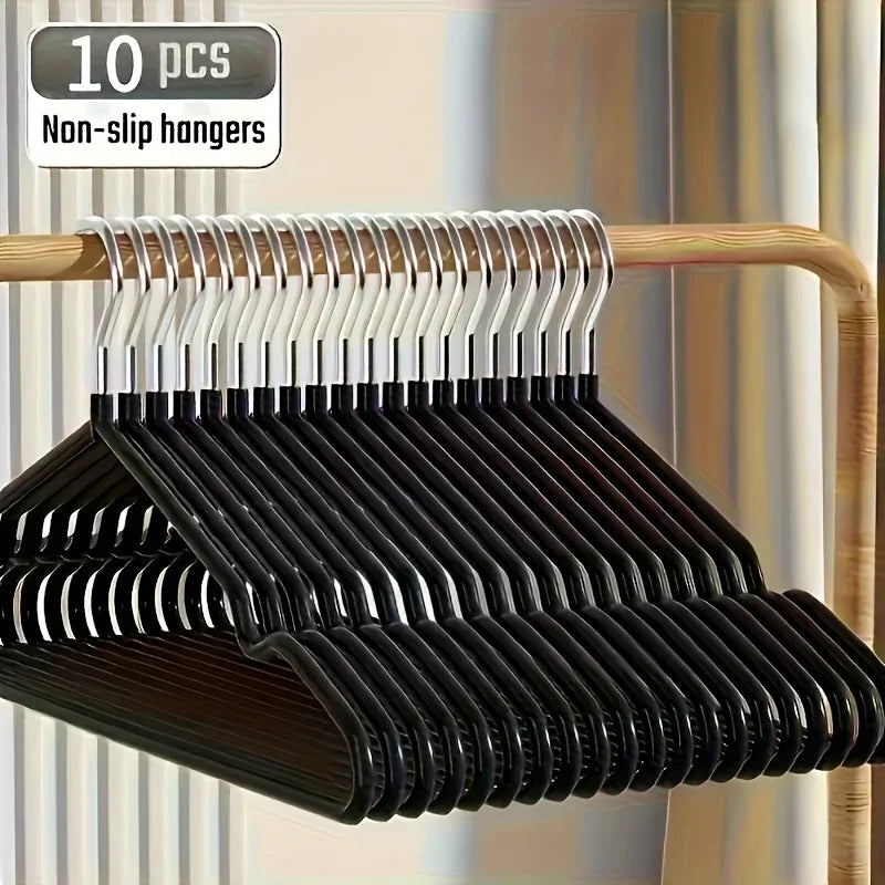 10pcs Heavy Duty Non-Slip Clothes Hangers, Space Saving Closet Organizers for Wardrobe, Laundry & Bedroom Storage