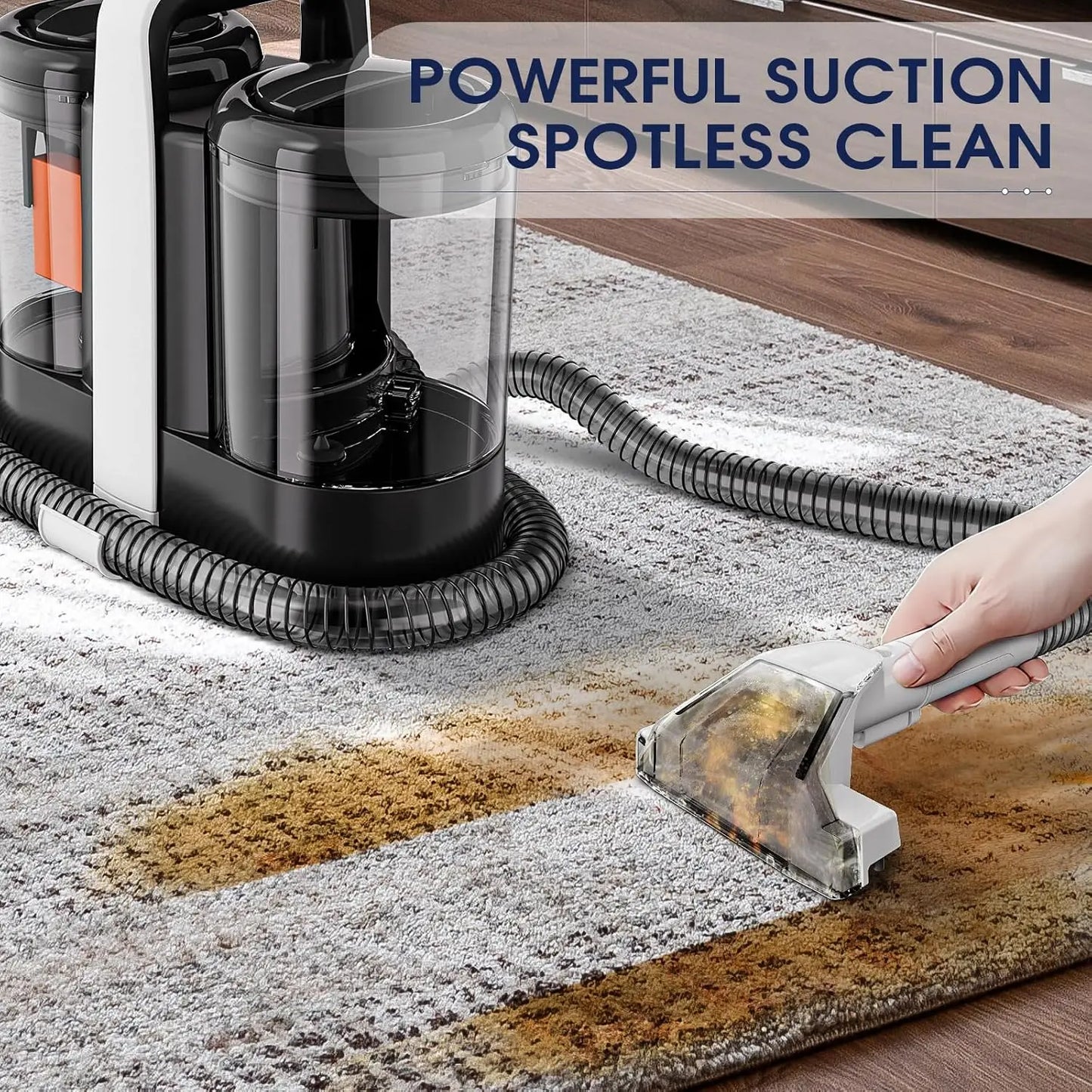 Saerke W07 Dual Tank Portable Carpet & Upholstery Cleaner Machine for Pets, Stairs, Couch Area Rugs, Upholstery, Car Seat