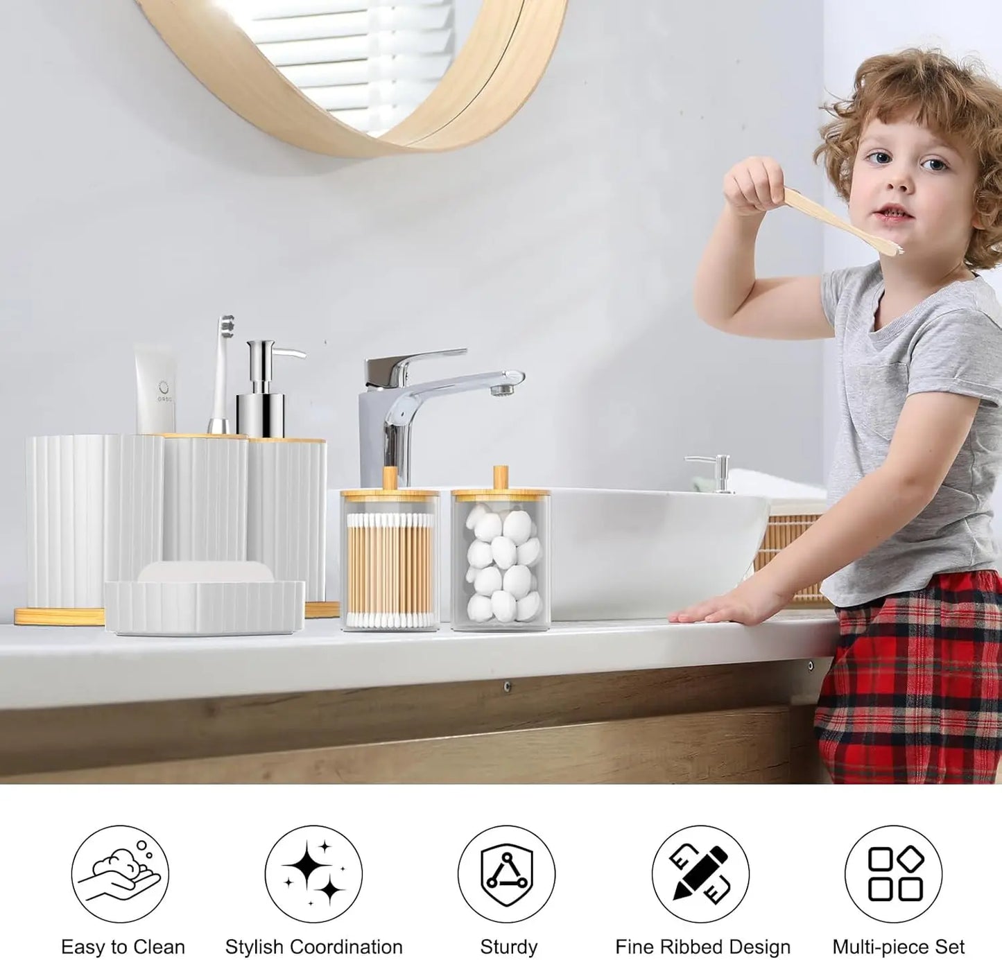 XMSJ 24 Piece Bathroom Accessories Set Shower Curtain Rugs