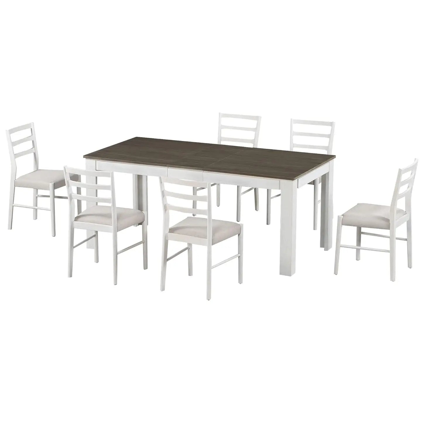 Solid Wood 7 Piece Kitchen Table Set with Chairs Farmhouse Extendable Dining Room Table Set with Storage Drawer for, Customized