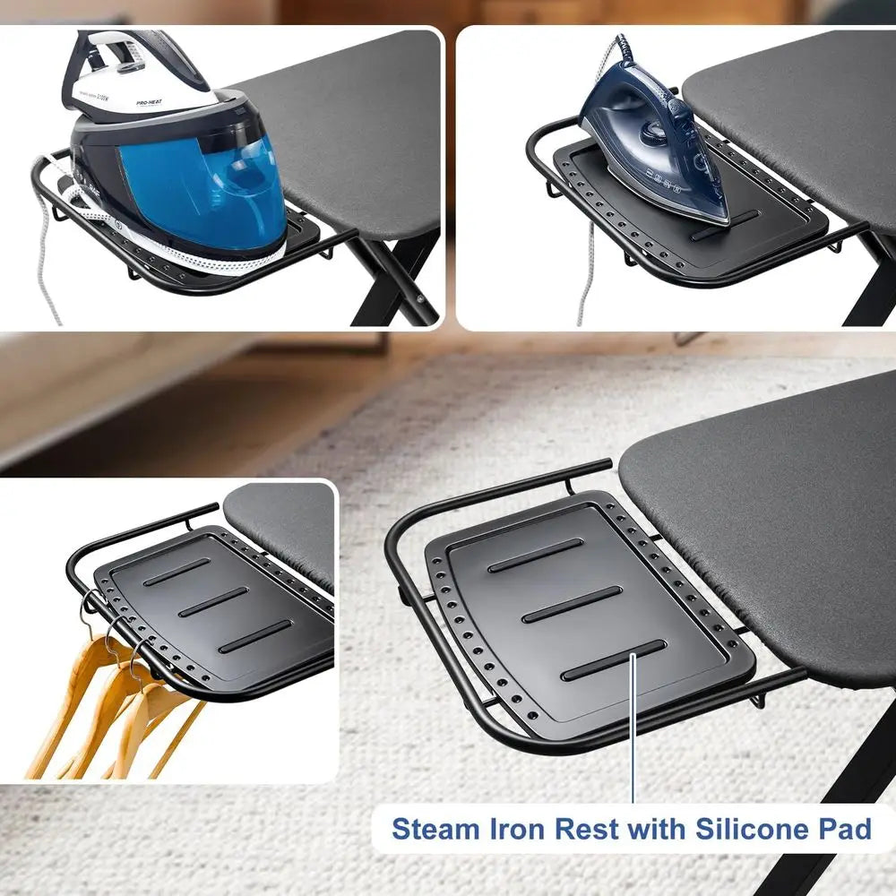 18x46 Ironing Board with Heat Resistant Cover and Thicken Felt Pad, Deluxe Iron Board with Steam Iron Rest, Adjustable Height He