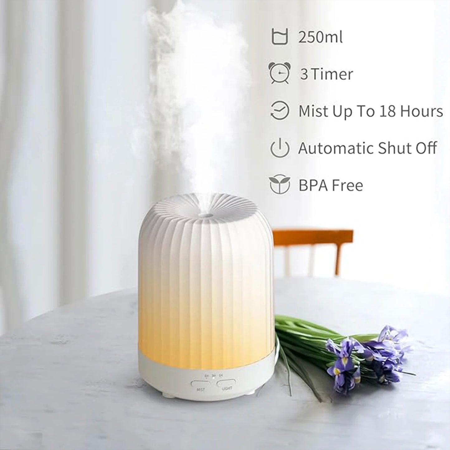 Essential Oil Diffuser For Bedroom, Quiet Humidifiers For Home, Ultrasonic 250ML Small Aromatherapy Diffuser, 7 LED Color Safety