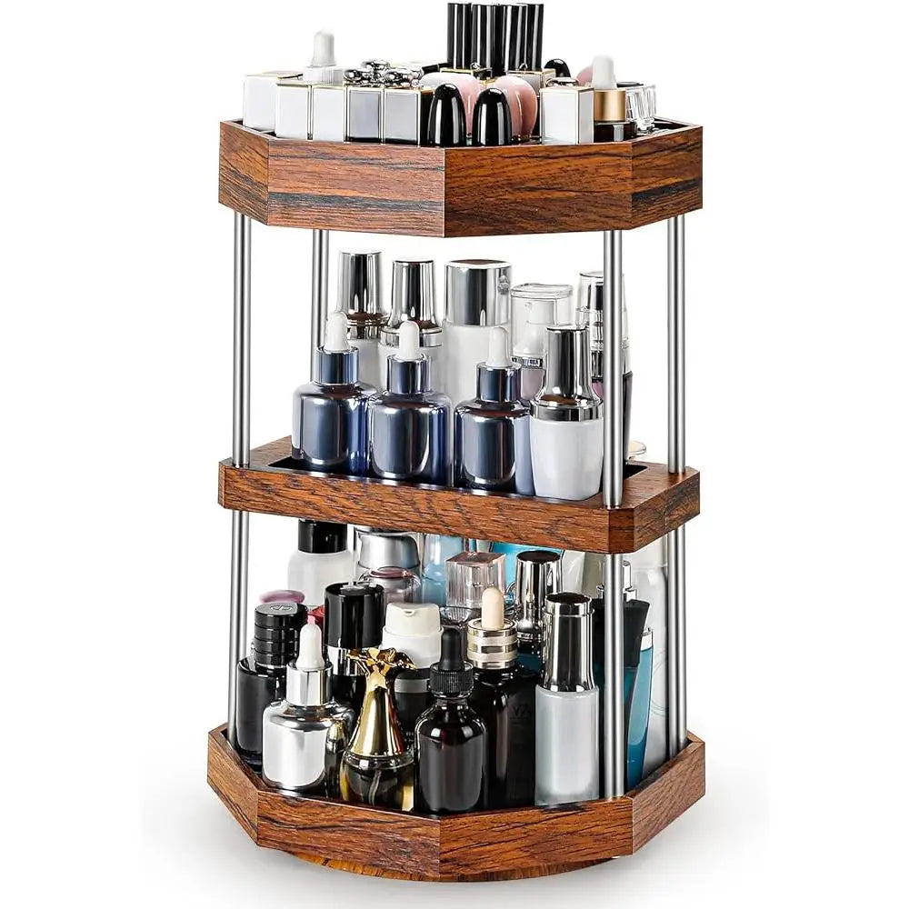 360 Degree Rotating Makeup Organizer Cosmetic Storage Display Perfume Cologne Holder Space Saving Makeup Case Dressing Table