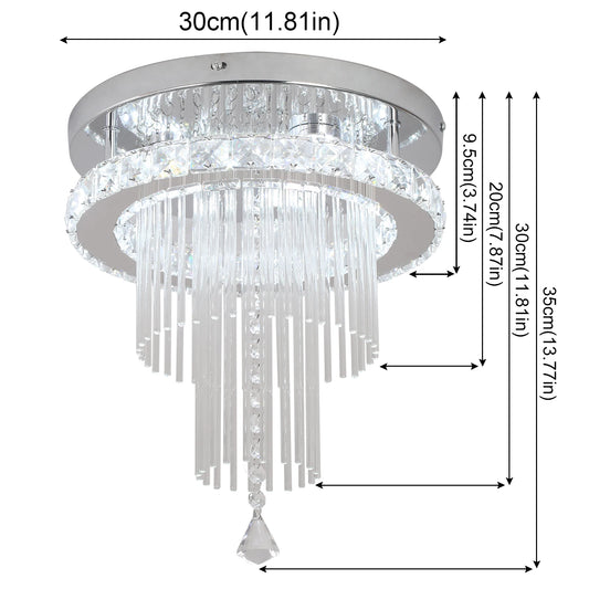 Modern Crystal Chandelier Ceiling Lamp Led Pendant Light Stainless Steel Fixture Aisle Lustre Dining Room Living Room Home Decor