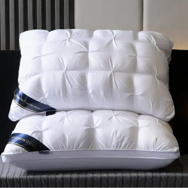 100% Cotton 3D Style Rectangle Pillow Luxury White Goose Down Pillows Down-proof King Queen Bedding for You Lover Gift 48x74cm