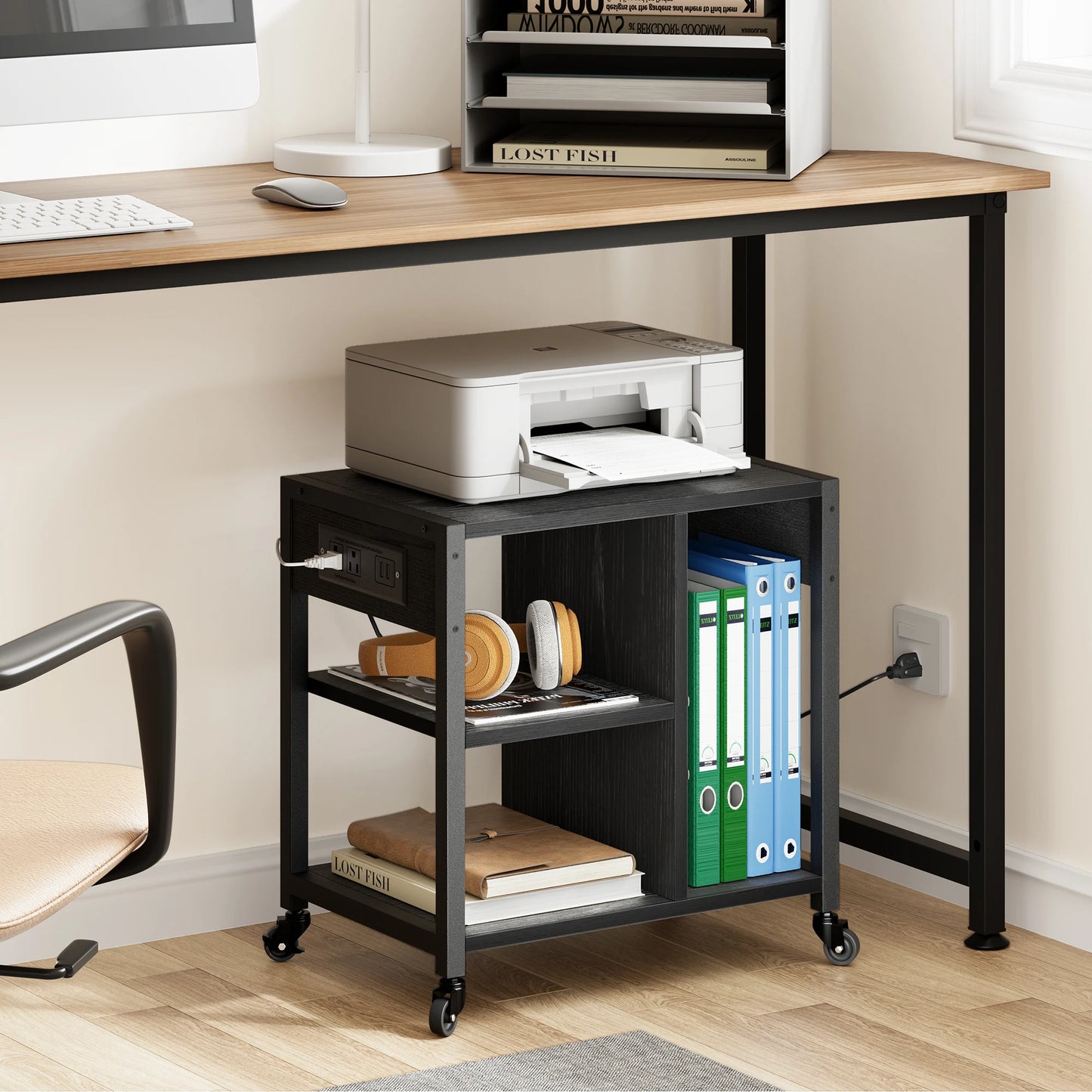 HiMISS Printer Stand With USB Ports And Power Outlets