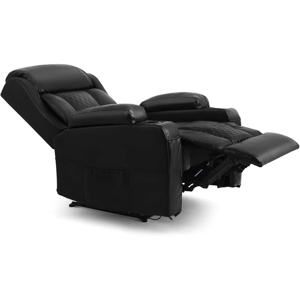 PU Leather Massage Recliner Chair With Heat And Cup Holders