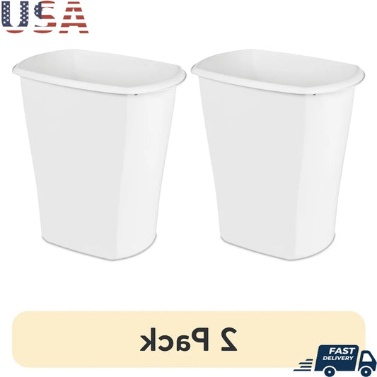 10 Gallon Rectangular Wastebasket Plastic Ideal Kitchen Bathroom Office Easy Clean Stylish Design with Integrated Handle