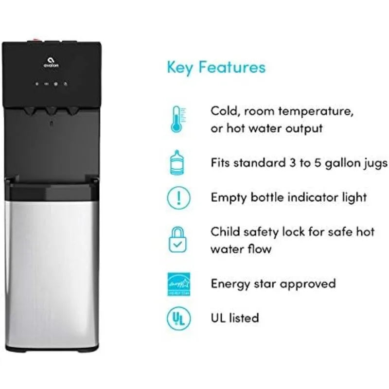 Avalon Bottom Loading Water Cooler Water Dispenser with BioGuard- 3 Temperature Settings - Hot, Cold & Room Water, Durable