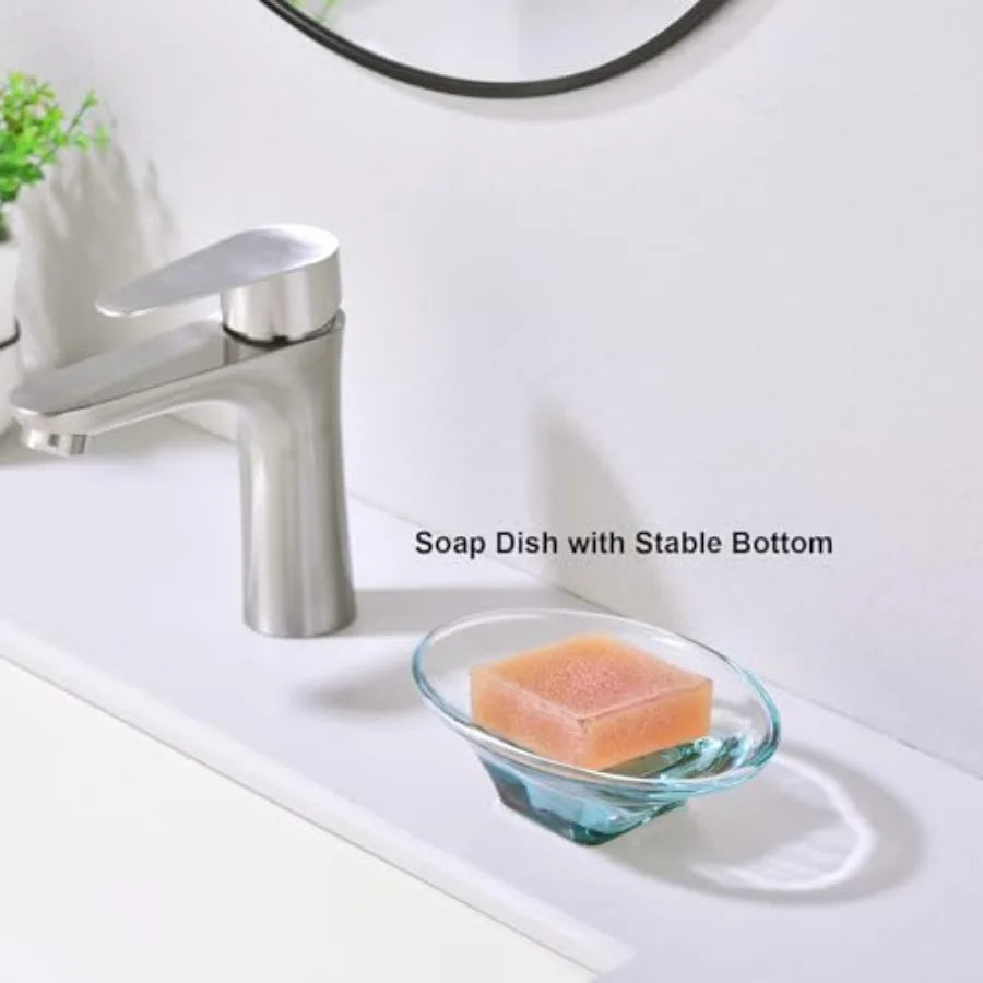 Teal Glass Bathroom Accessories Set 5 Pieces Green Bathroom Set with Soap Dispenser Toothbrush Holder 2 Tumbler Cups Soap Dish