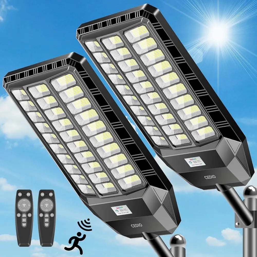 6000W Solar Street Lights Outdoor Waterproof LED Parking Lot Lights 420000 Lumens Dusk to Dawn Motion Sensor Lighting Solar